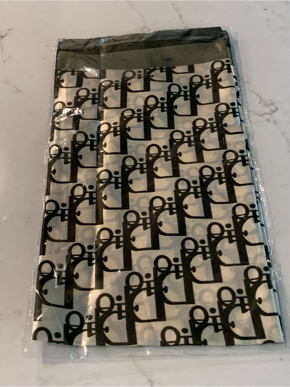 Women’s Black & Cream Oblique Monogram Silk Scarf Square Head Wrap
